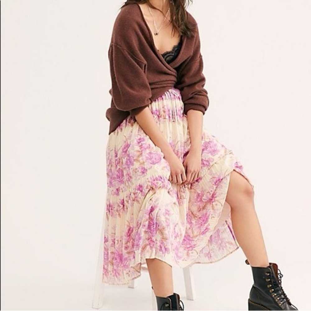 NWT Spell & the Gypsy Coco Lei Midi Maxi Skirt in Floral Lilac
